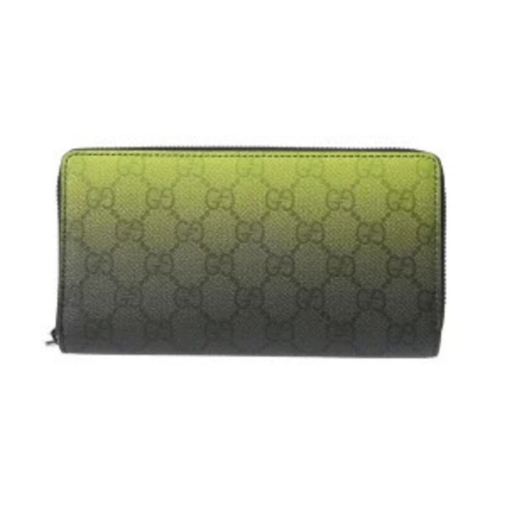 Gucci GG Monogram Chroma Zip Around Wallet Gradient Lime Black Leather Long